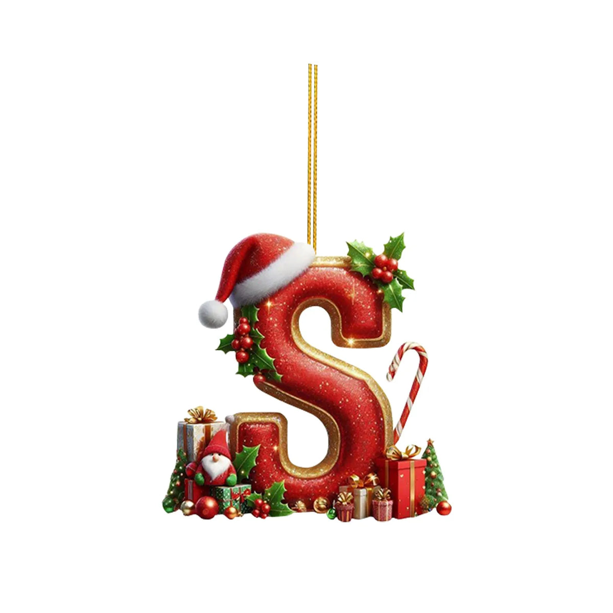 2D Christmas 26 Letters Ornament Flat Hanging Pendant Personalized Holiday Festive Tree Decor Gift For Christmas Party Ornament