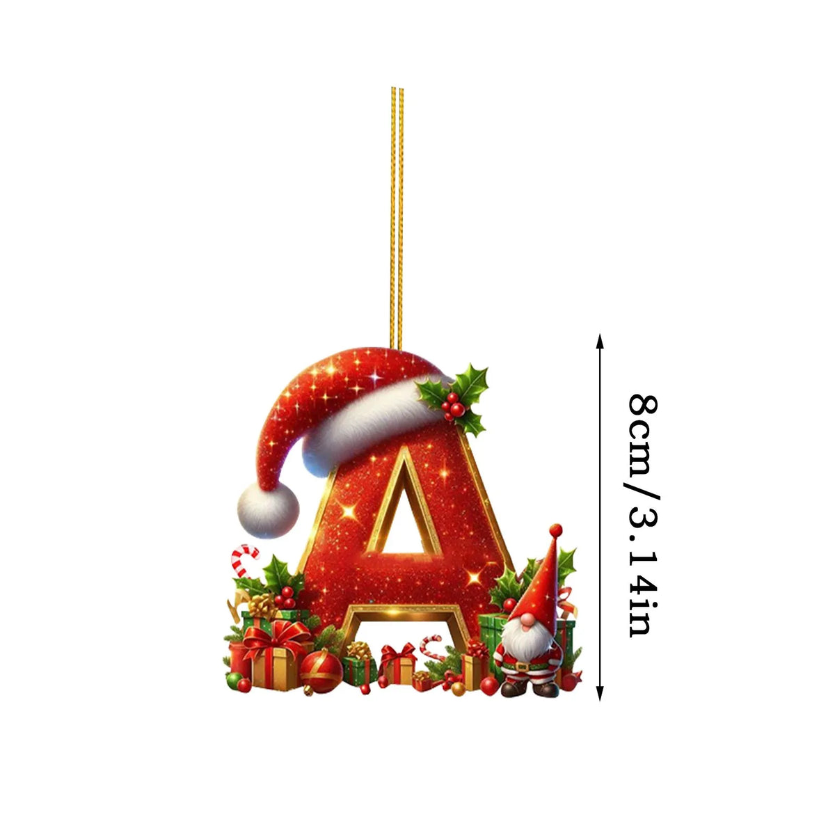 2D Christmas 26 Letters Ornament Flat Hanging Pendant Personalized Holiday Festive Tree Decor Gift For Christmas Party Ornament
