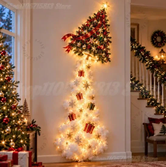 Christmas Magic Trail Wall Light-LED Glowing Christmas Scene Wall Decoration,Santa Sleigh Reindeer Hanging Decoration for Party