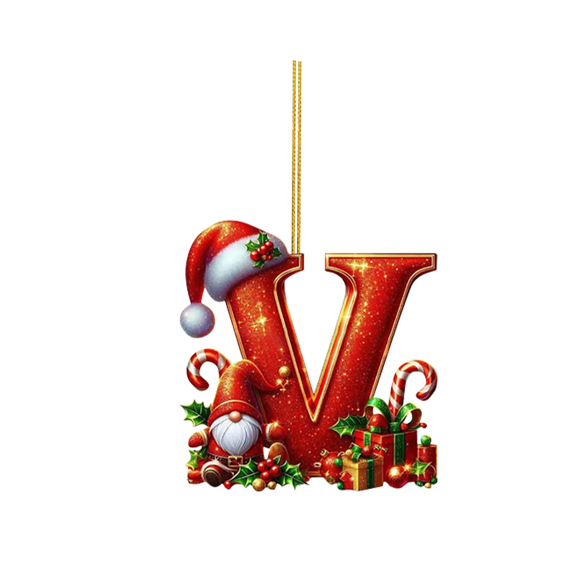 2D Christmas 26 Letters Ornament Flat Hanging Pendant Personalized Holiday Festive Tree Decor Gift For Christmas Party Ornament