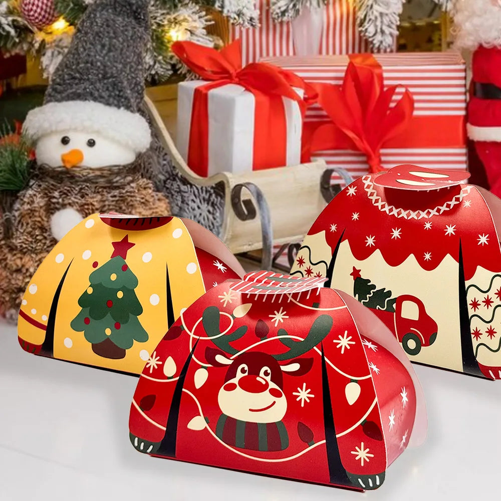 24pcs Christmas Candy Boxes Assorted 3D Christmas Ugly Sweater Cookie Paper Boxes Cloth Shape Treat Box for Xmas Party Decor