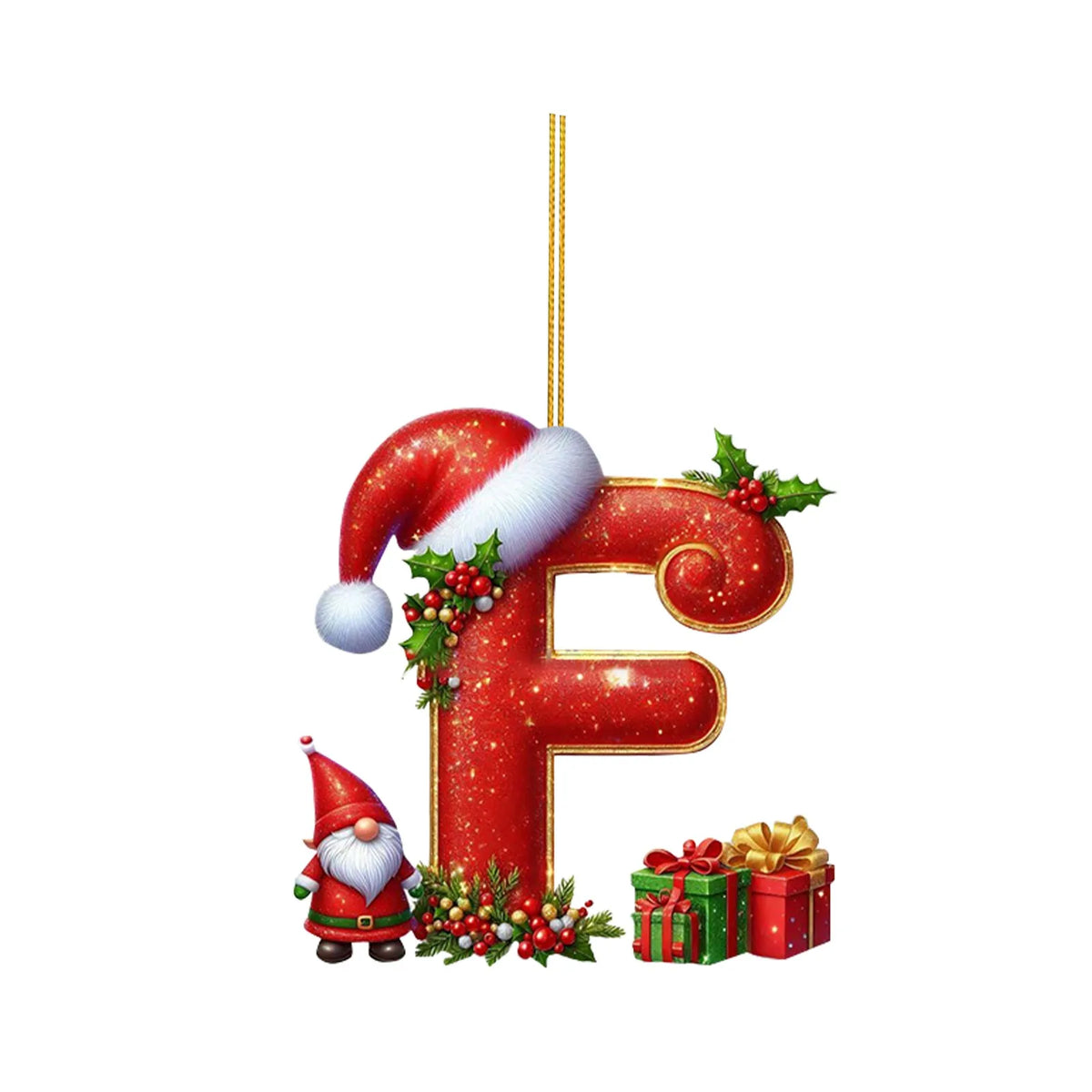2D Christmas 26 Letters Ornament Flat Hanging Pendant Personalized Holiday Festive Tree Decor Gift For Christmas Party Ornament