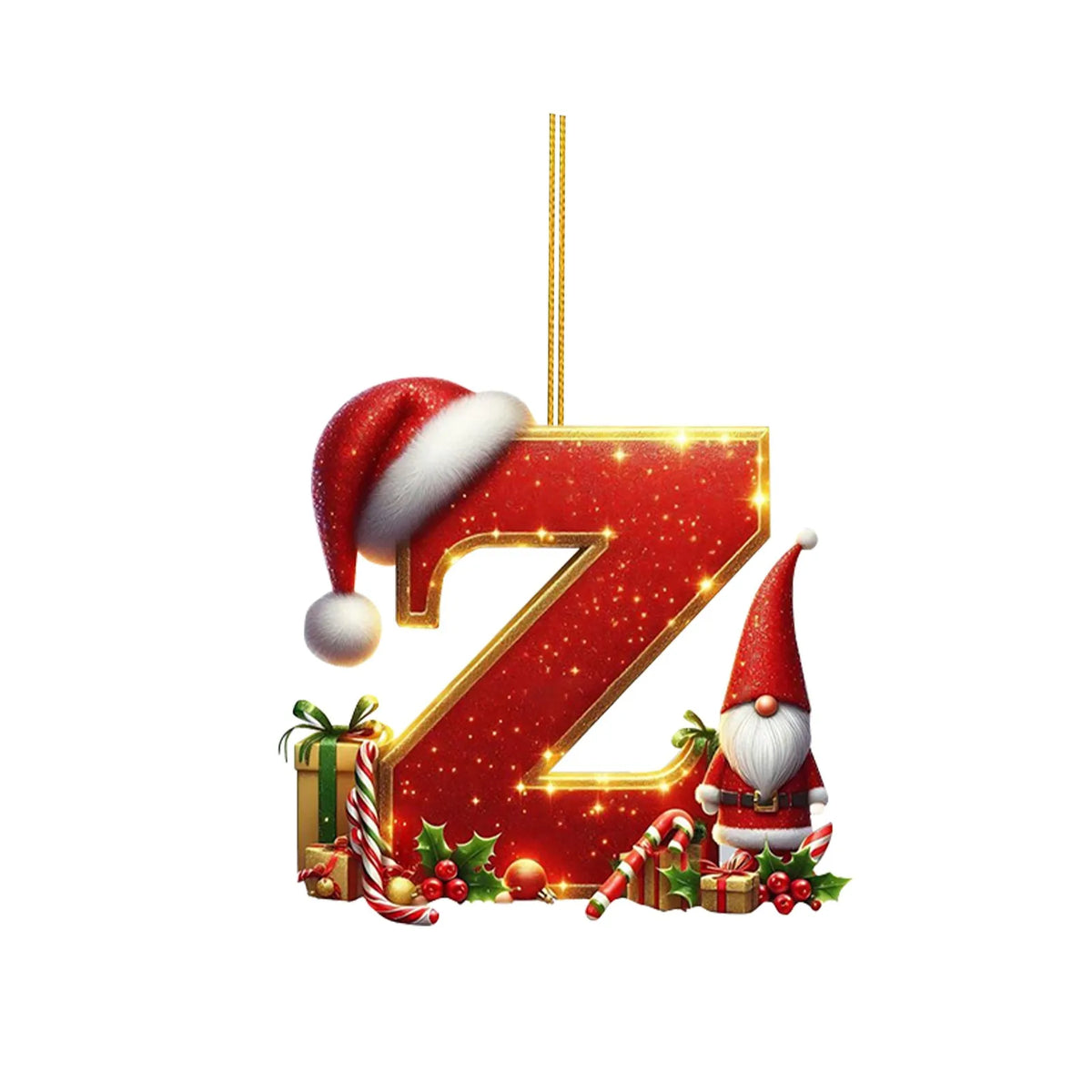 2D Christmas 26 Letters Ornament Flat Hanging Pendant Personalized Holiday Festive Tree Decor Gift For Christmas Party Ornament
