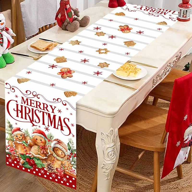 Santa Claus Christmas Table Runner Christmas Decorations For Home 2025 Xmas Table Flag Navidad Noel Gifts New Year Tablecloth
