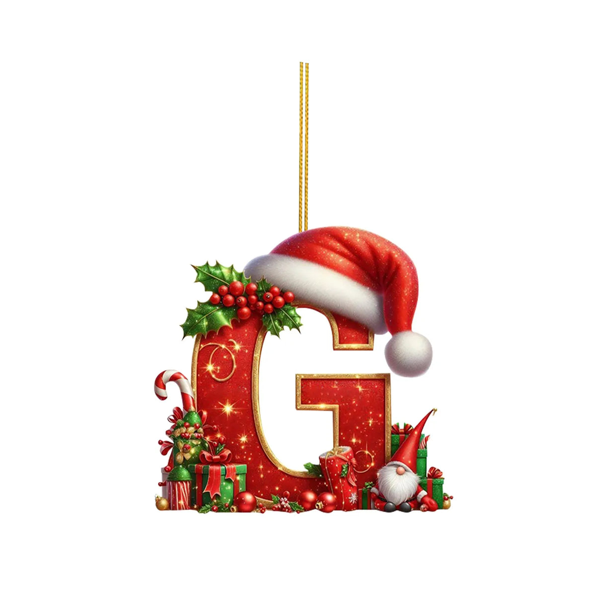 2D Christmas 26 Letters Ornament Flat Hanging Pendant Personalized Holiday Festive Tree Decor Gift For Christmas Party Ornament
