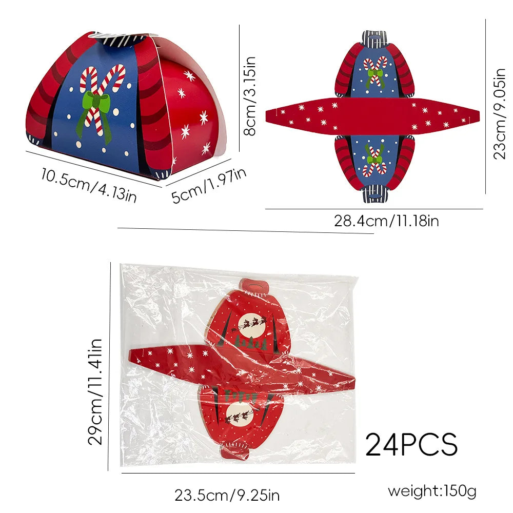 24pcs Christmas Candy Boxes Assorted 3D Christmas Ugly Sweater Cookie Paper Boxes Cloth Shape Treat Box for Xmas Party Decor