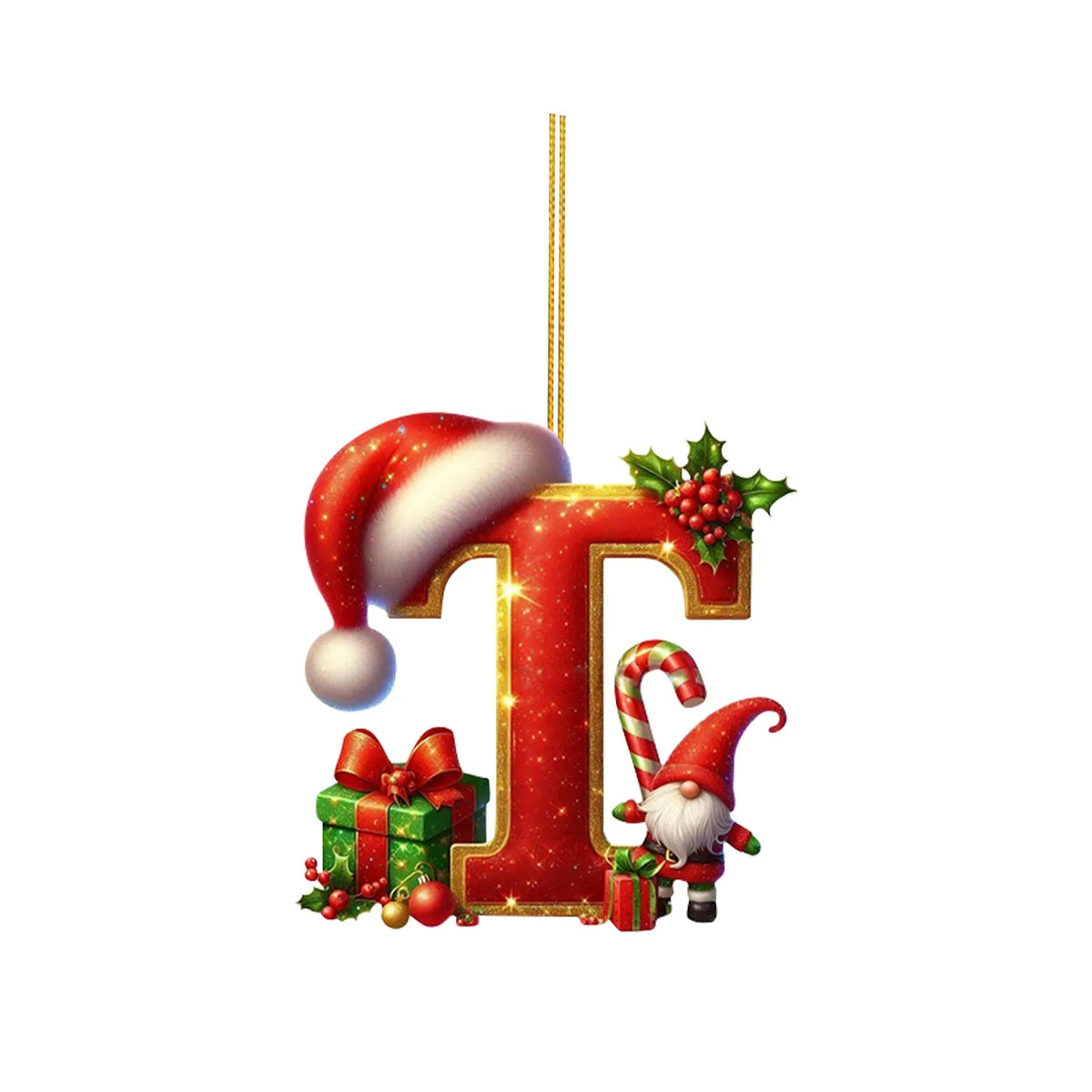 2D Christmas 26 Letters Ornament Flat Hanging Pendant Personalized Holiday Festive Tree Decor Gift For Christmas Party Ornament