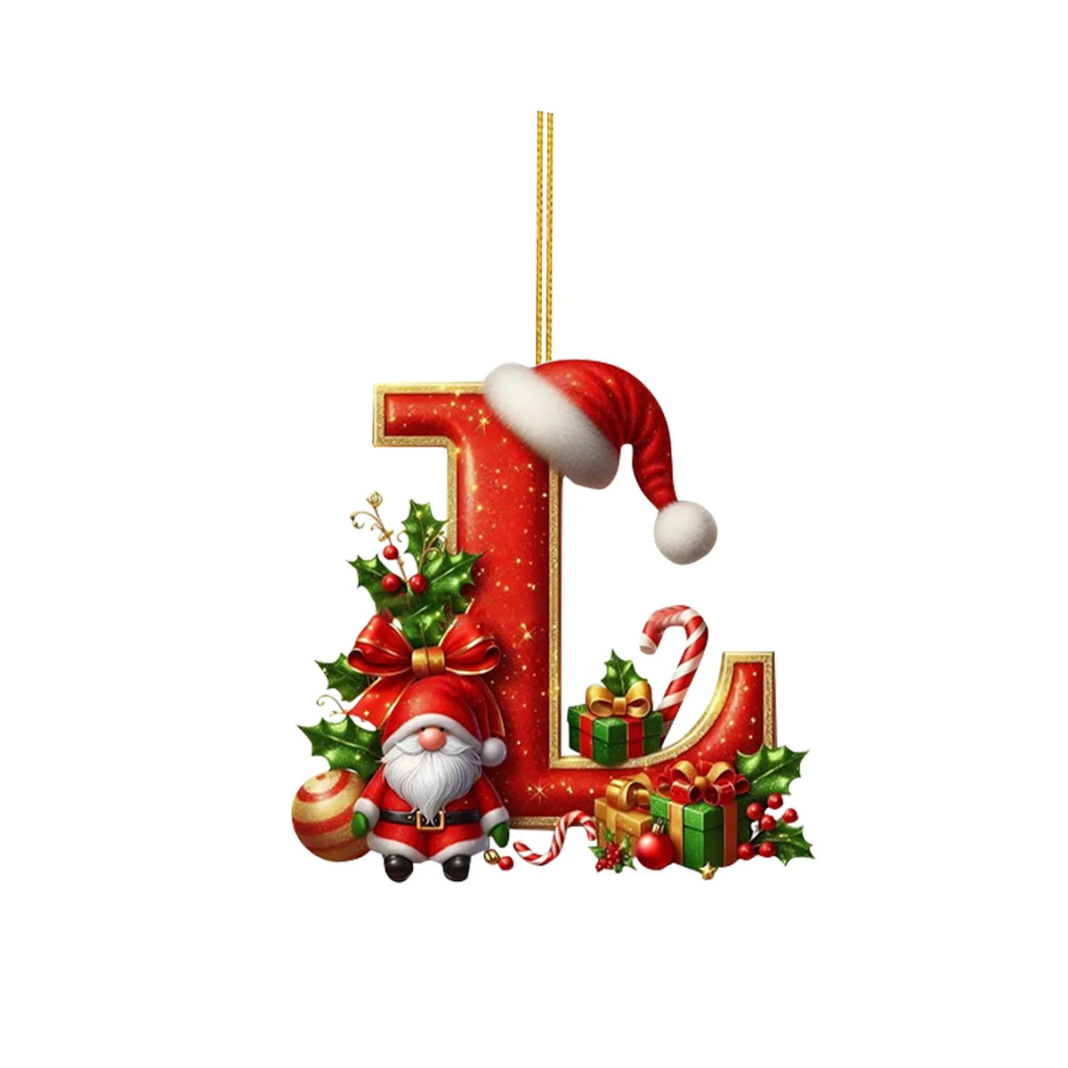2D Christmas 26 Letters Ornament Flat Hanging Pendant Personalized Holiday Festive Tree Decor Gift For Christmas Party Ornament