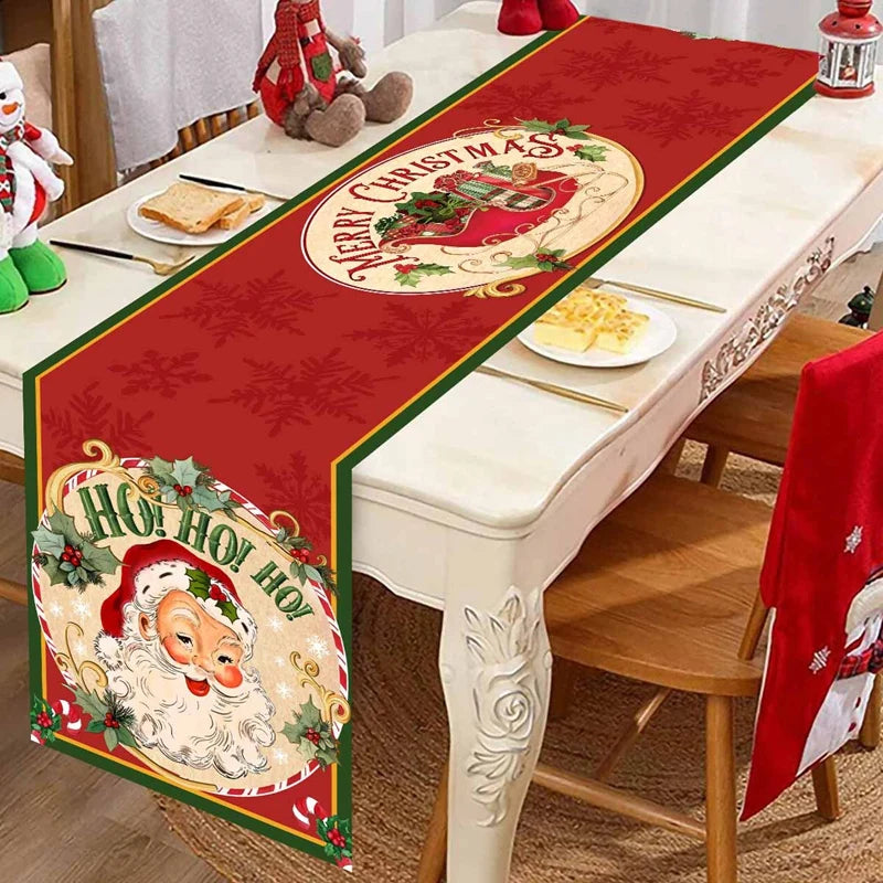 Santa Claus Christmas Table Runner Christmas Decorations For Home 2025 Xmas Table Flag Navidad Noel Gifts New Year Tablecloth
