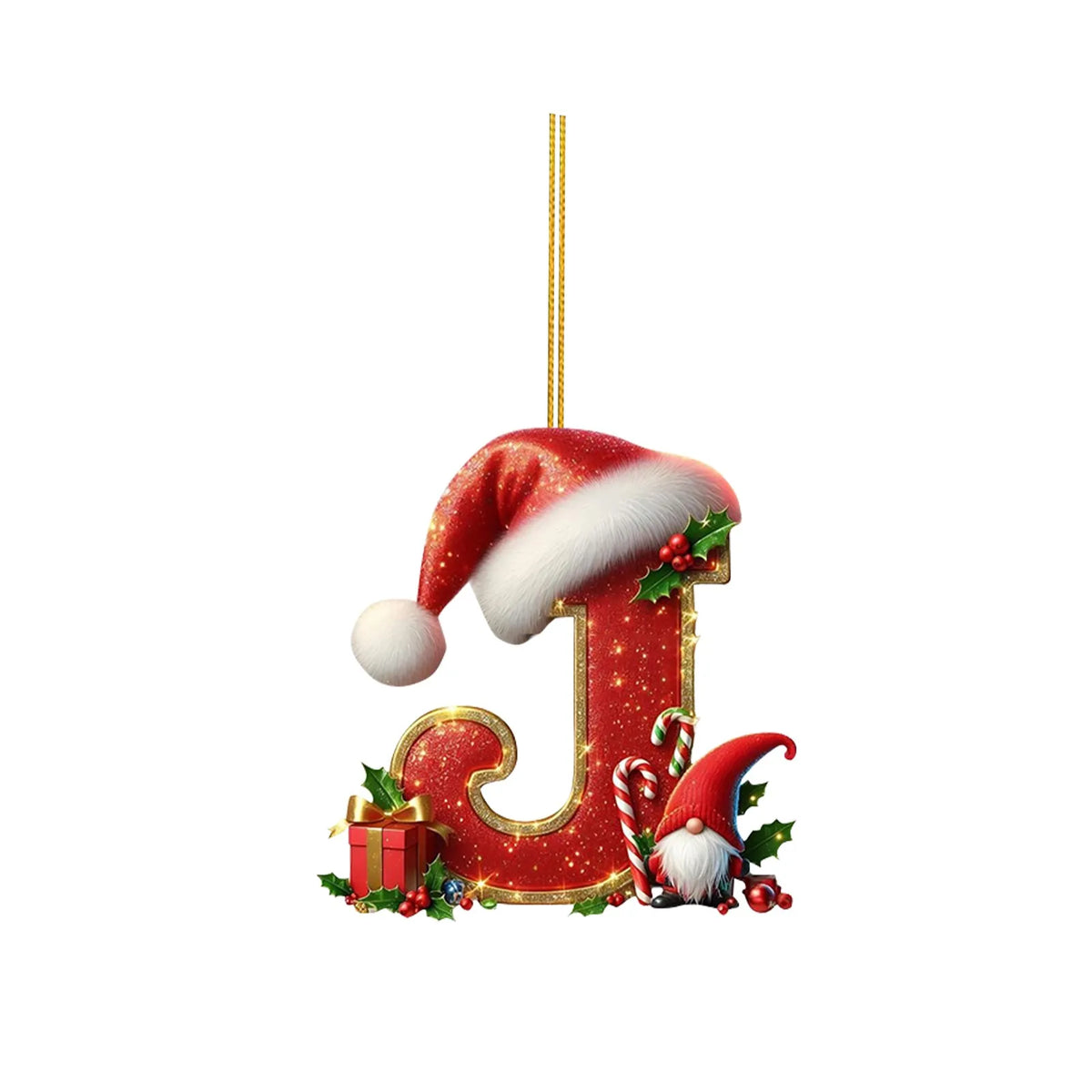 2D Christmas 26 Letters Ornament Flat Hanging Pendant Personalized Holiday Festive Tree Decor Gift For Christmas Party Ornament