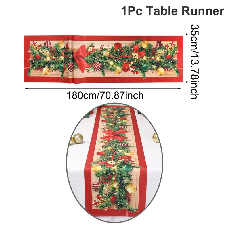 Santa Claus Christmas Table Runner Christmas Decorations For Home 2025 Xmas Table Flag Navidad Noel Gifts New Year Tablecloth