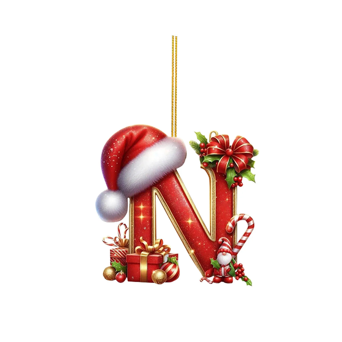 2D Christmas 26 Letters Ornament Flat Hanging Pendant Personalized Holiday Festive Tree Decor Gift For Christmas Party Ornament