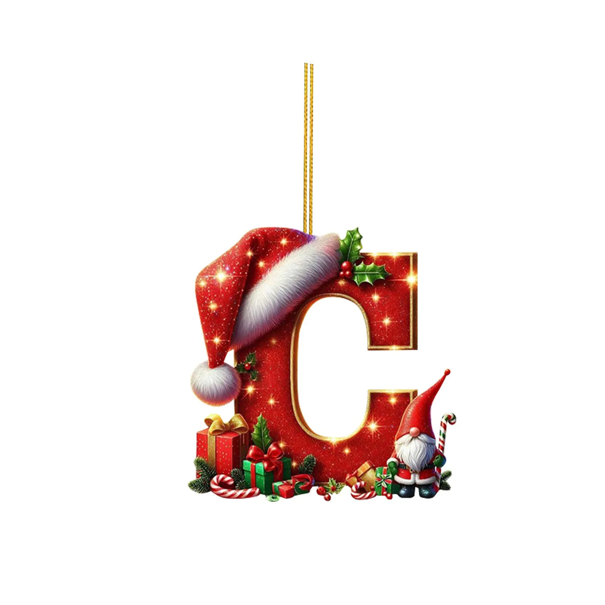 2D Christmas 26 Letters Ornament Flat Hanging Pendant Personalized Holiday Festive Tree Decor Gift For Christmas Party Ornament