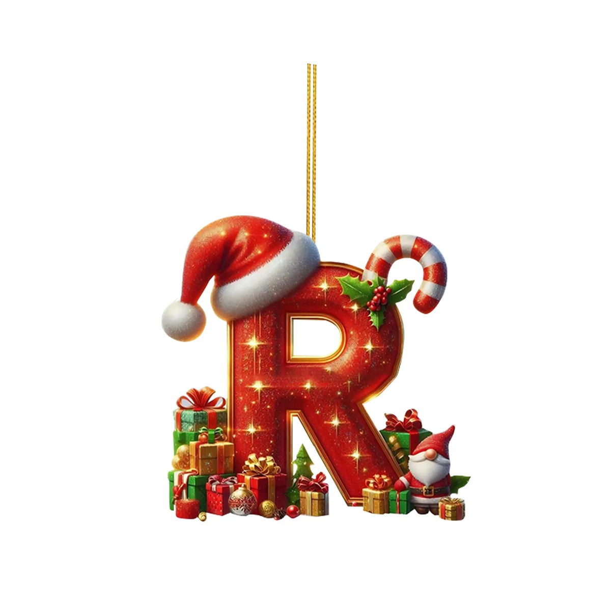 2D Christmas 26 Letters Ornament Flat Hanging Pendant Personalized Holiday Festive Tree Decor Gift For Christmas Party Ornament