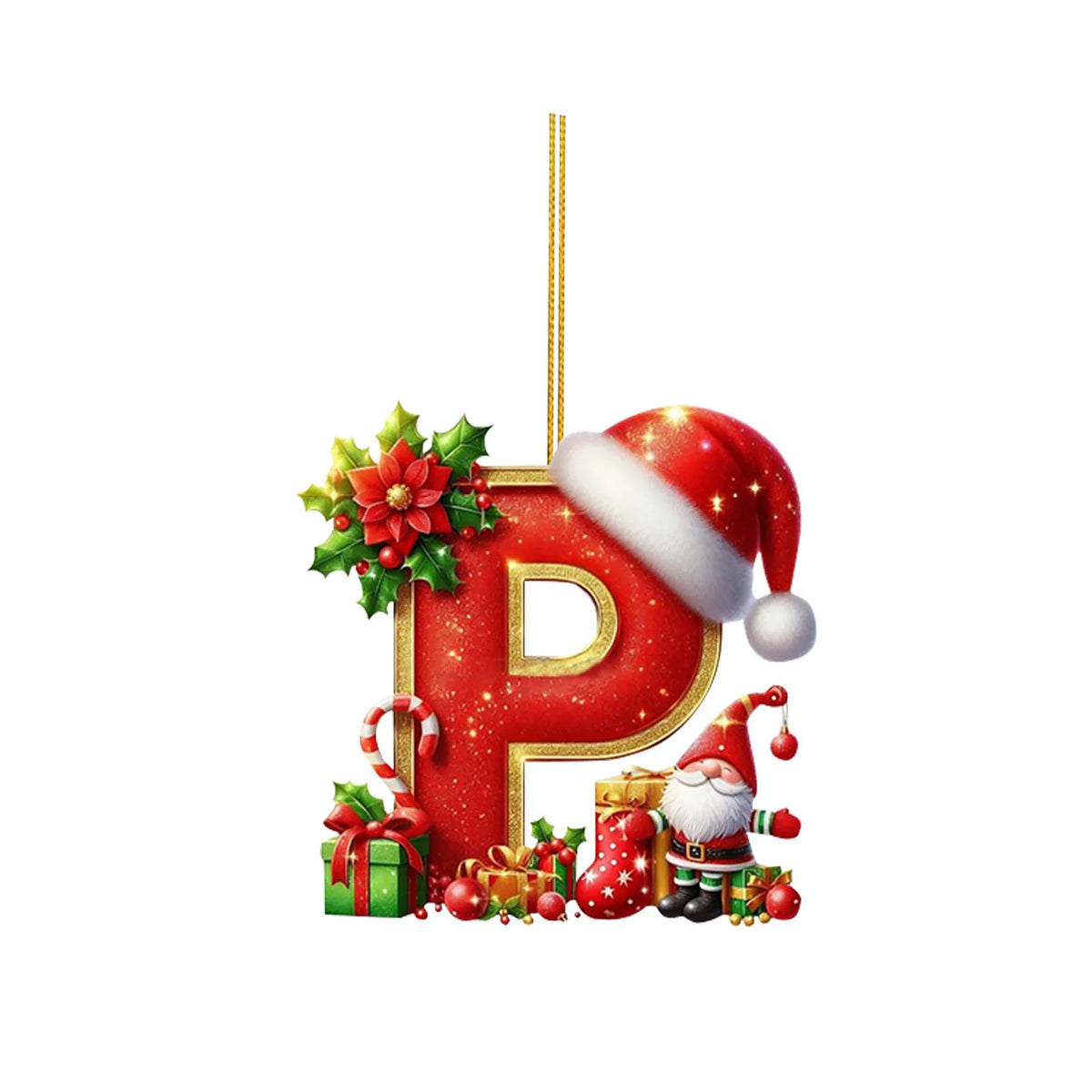 2D Christmas 26 Letters Ornament Flat Hanging Pendant Personalized Holiday Festive Tree Decor Gift For Christmas Party Ornament
