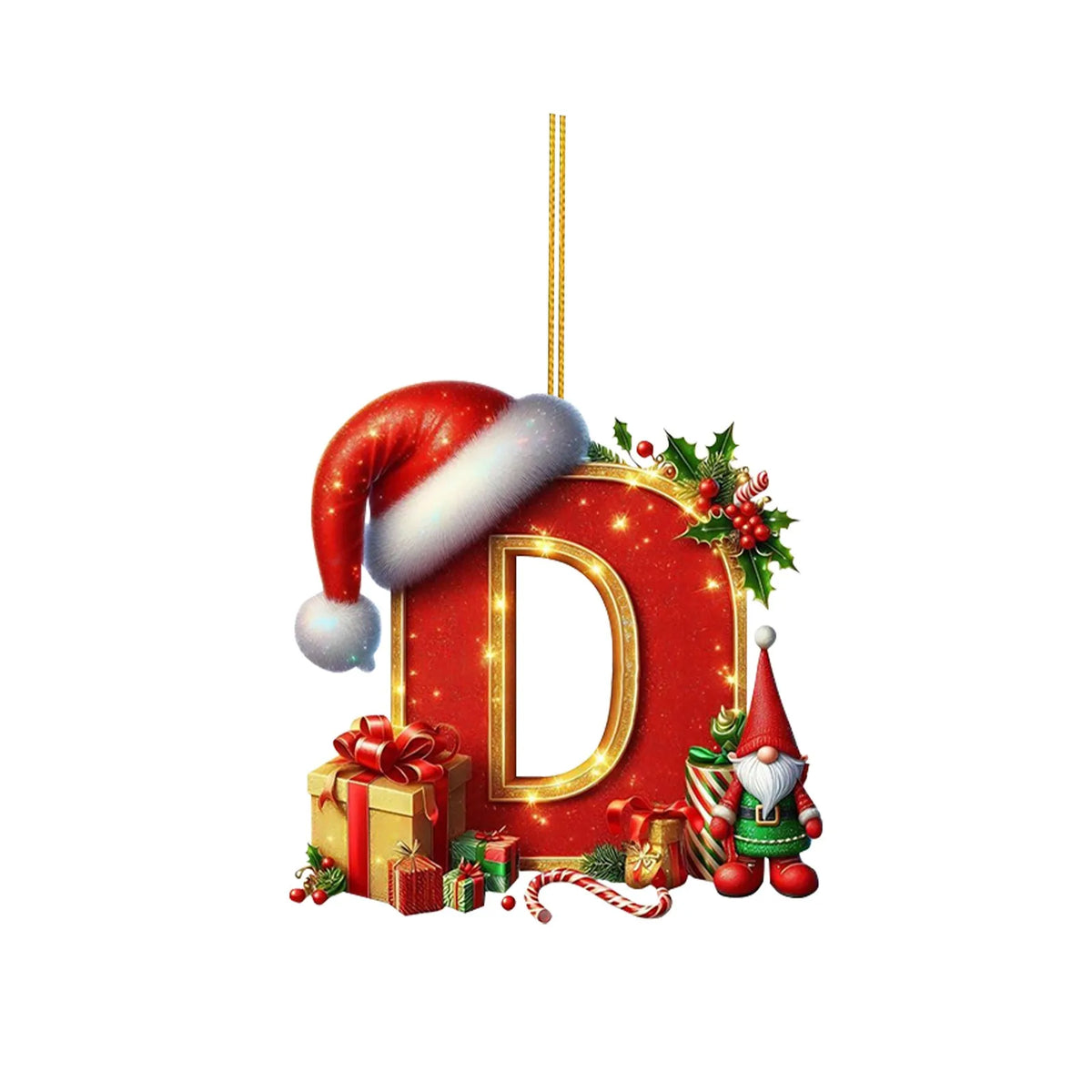 2D Christmas 26 Letters Ornament Flat Hanging Pendant Personalized Holiday Festive Tree Decor Gift For Christmas Party Ornament