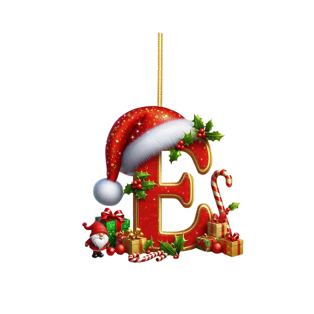 2D Christmas 26 Letters Ornament Flat Hanging Pendant Personalized Holiday Festive Tree Decor Gift For Christmas Party Ornament