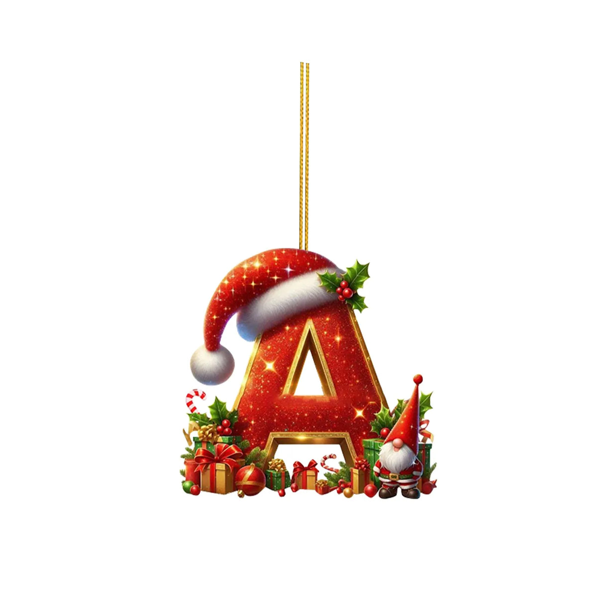 2D Christmas 26 Letters Ornament Flat Hanging Pendant Personalized Holiday Festive Tree Decor Gift For Christmas Party Ornament
