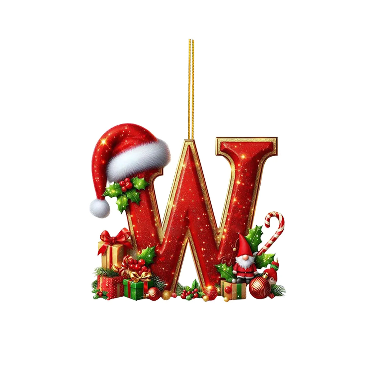2D Christmas 26 Letters Ornament Flat Hanging Pendant Personalized Holiday Festive Tree Decor Gift For Christmas Party Ornament