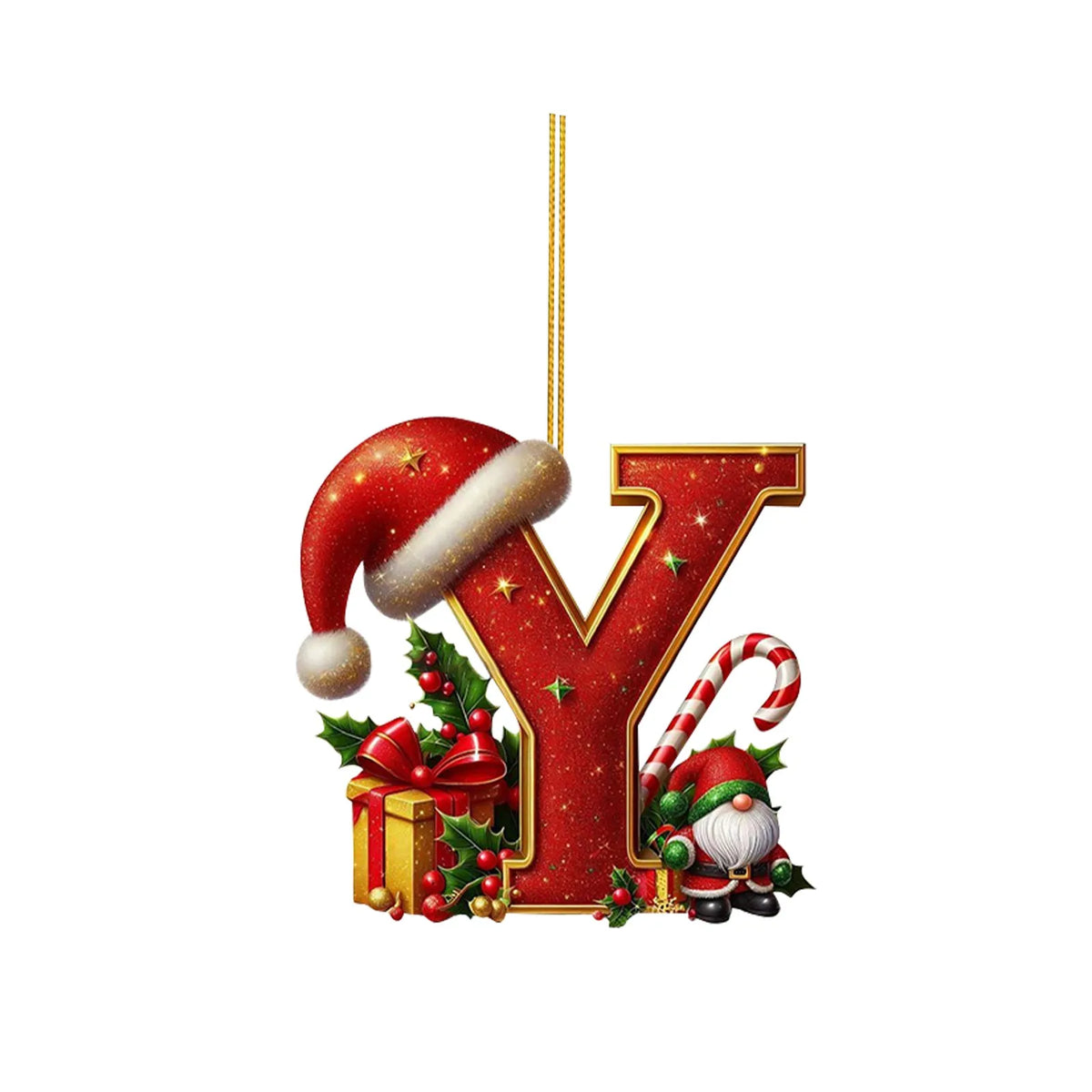 2D Christmas 26 Letters Ornament Flat Hanging Pendant Personalized Holiday Festive Tree Decor Gift For Christmas Party Ornament
