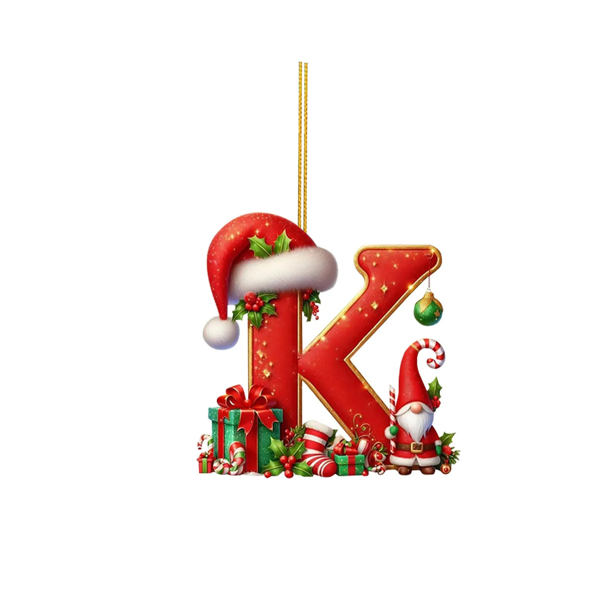 2D Christmas 26 Letters Ornament Flat Hanging Pendant Personalized Holiday Festive Tree Decor Gift For Christmas Party Ornament