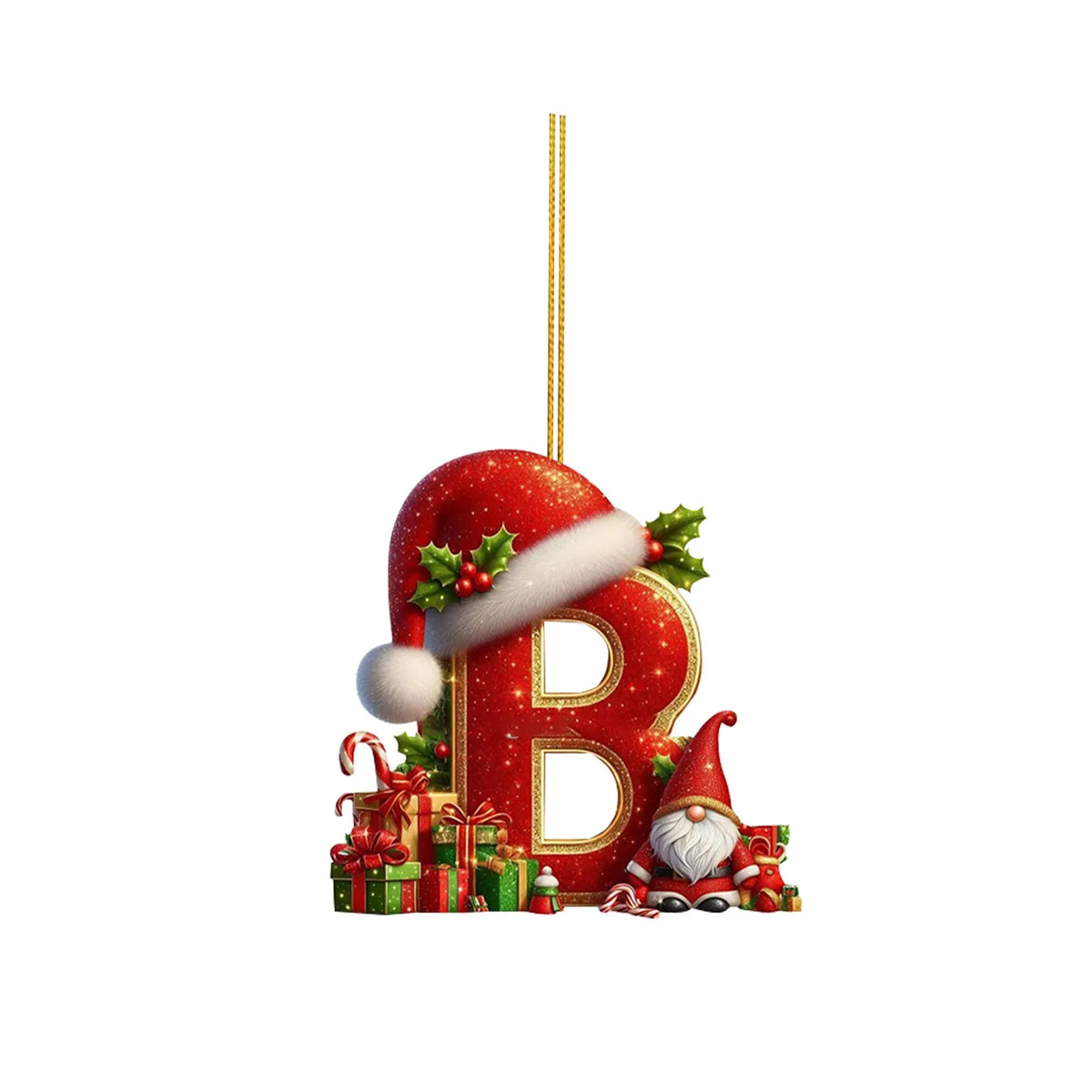 2D Christmas 26 Letters Ornament Flat Hanging Pendant Personalized Holiday Festive Tree Decor Gift For Christmas Party Ornament