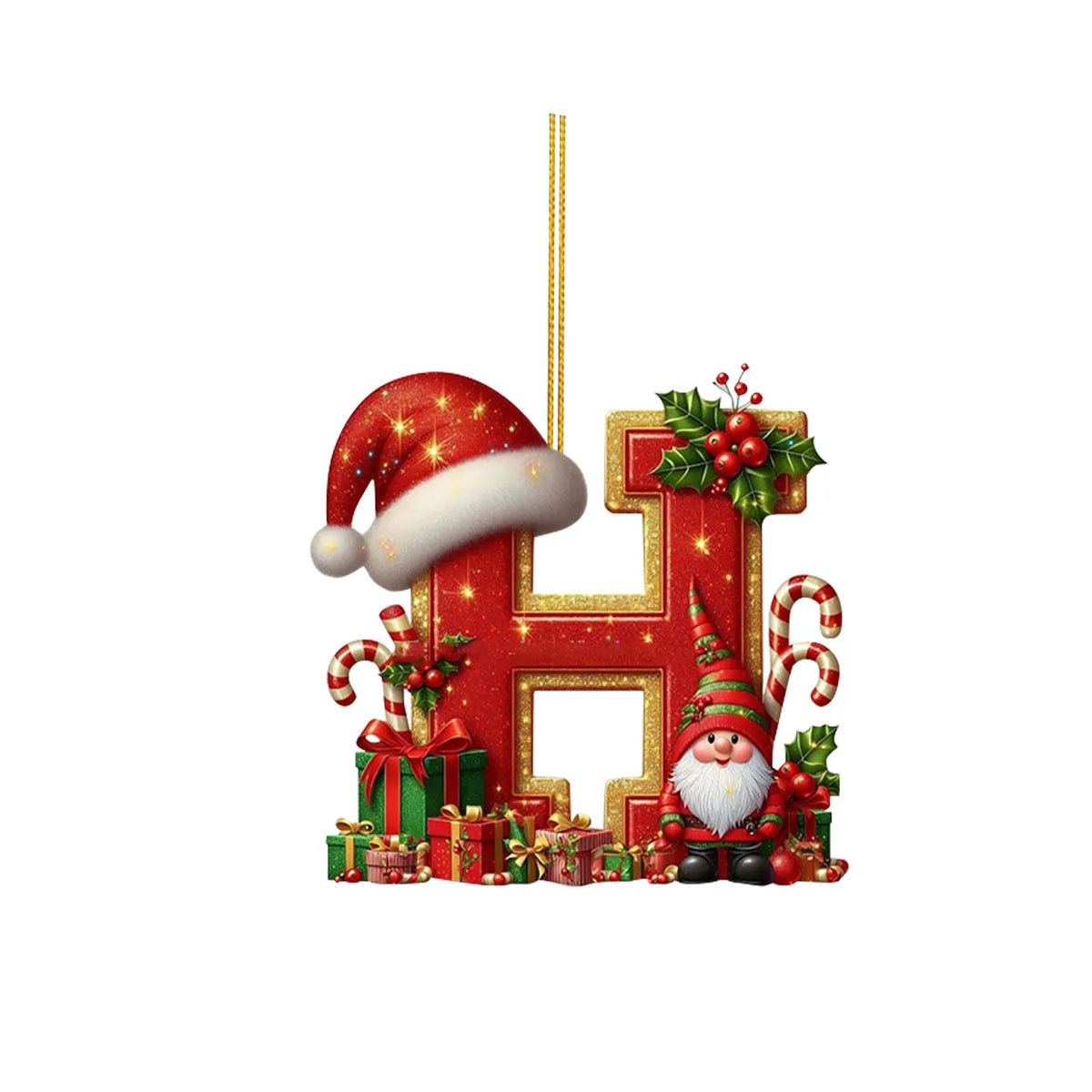 2D Christmas 26 Letters Ornament Flat Hanging Pendant Personalized Holiday Festive Tree Decor Gift For Christmas Party Ornament
