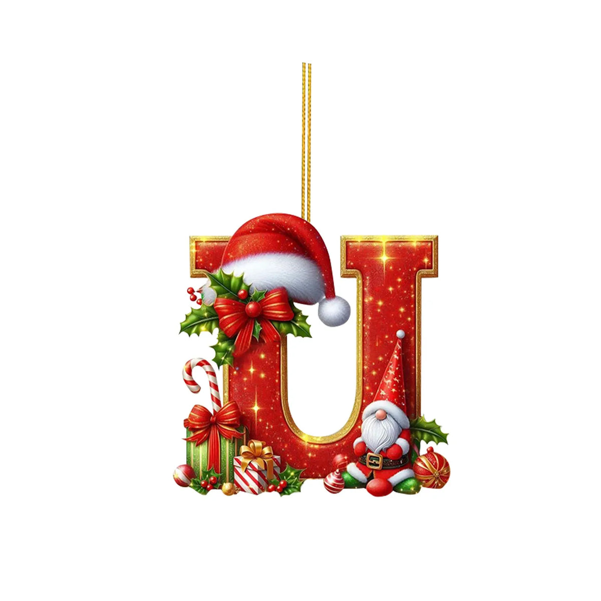 2D Christmas 26 Letters Ornament Flat Hanging Pendant Personalized Holiday Festive Tree Decor Gift For Christmas Party Ornament