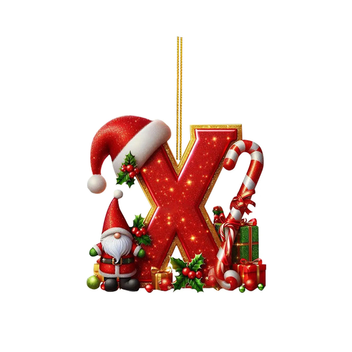 2D Christmas 26 Letters Ornament Flat Hanging Pendant Personalized Holiday Festive Tree Decor Gift For Christmas Party Ornament