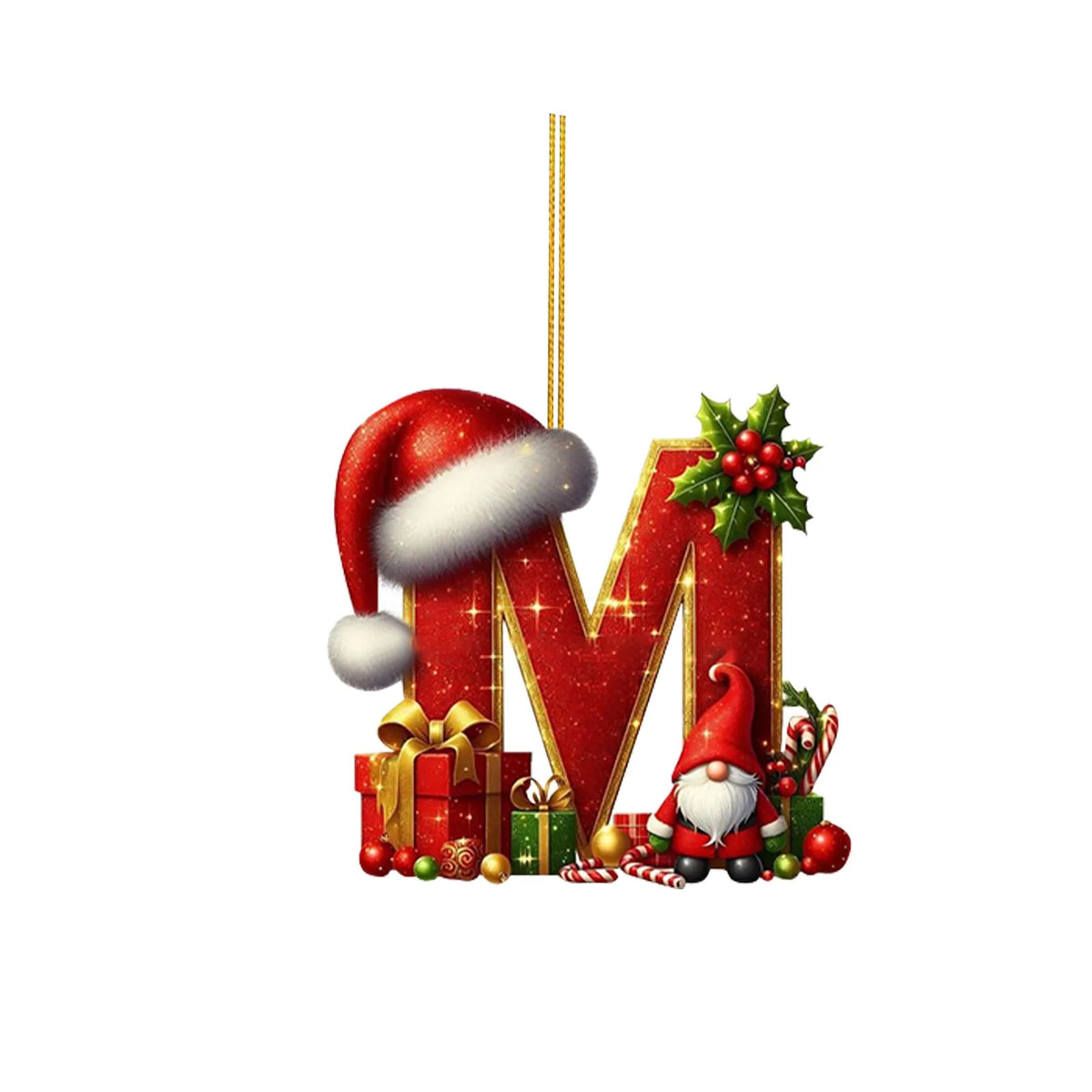 2D Christmas 26 Letters Ornament Flat Hanging Pendant Personalized Holiday Festive Tree Decor Gift For Christmas Party Ornament